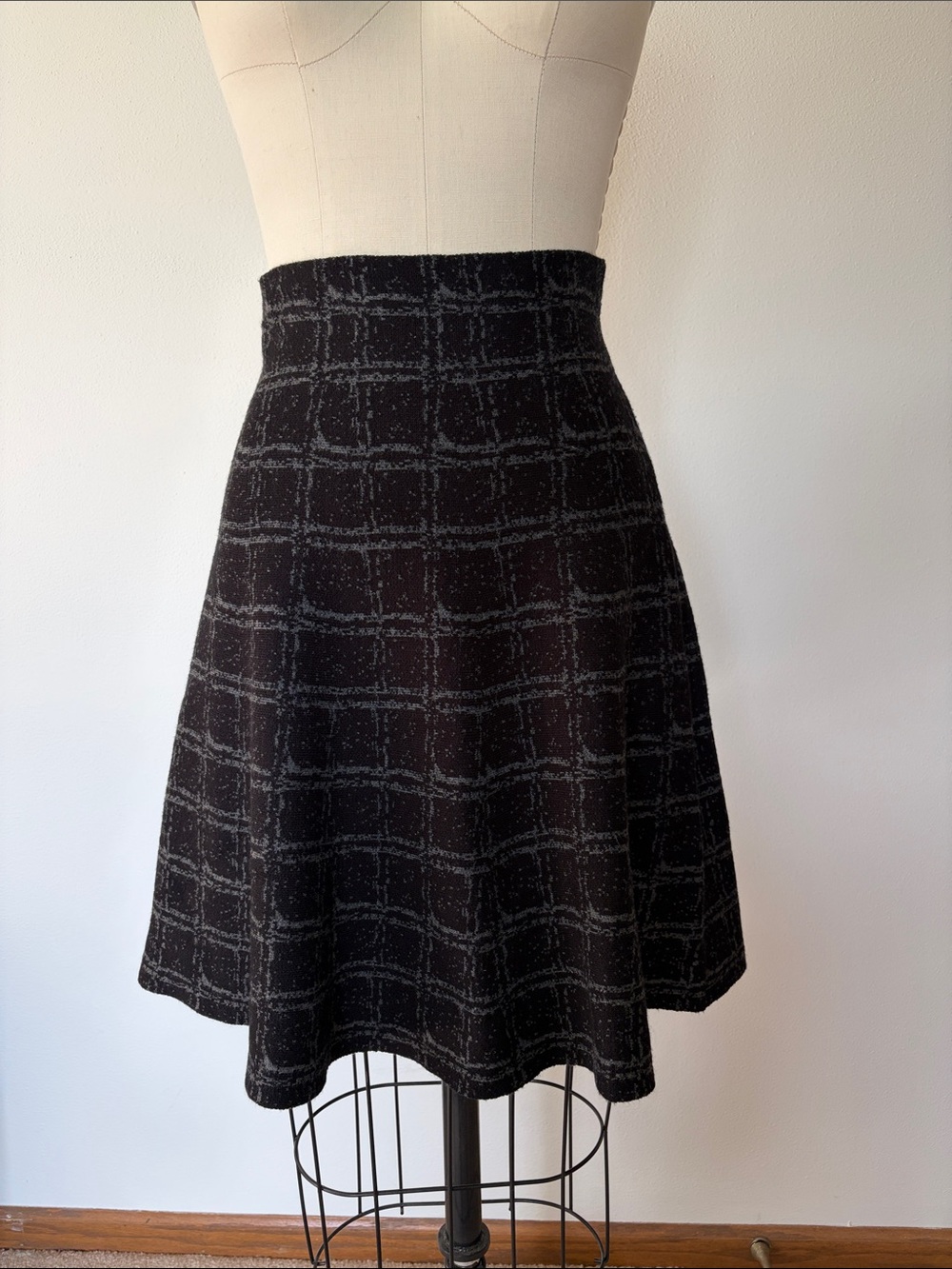 Black Plaid A-Line Women's Skirt